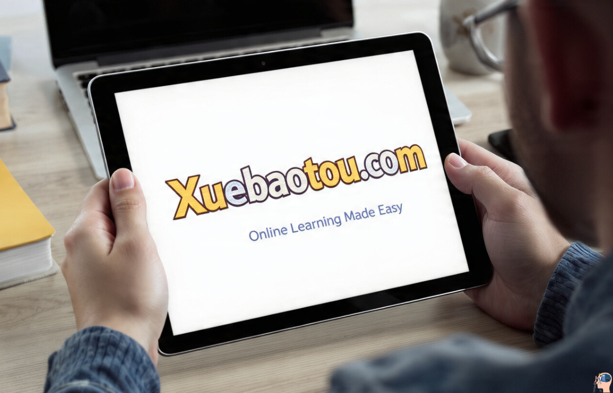 Xuebaotou.com online learning platform displayed on tablet screen