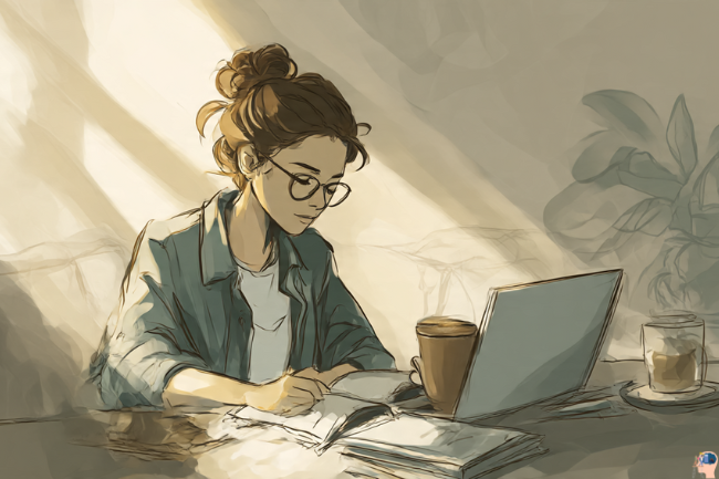 Xuebaotou.com flexible online learning showing student studying on laptop at home