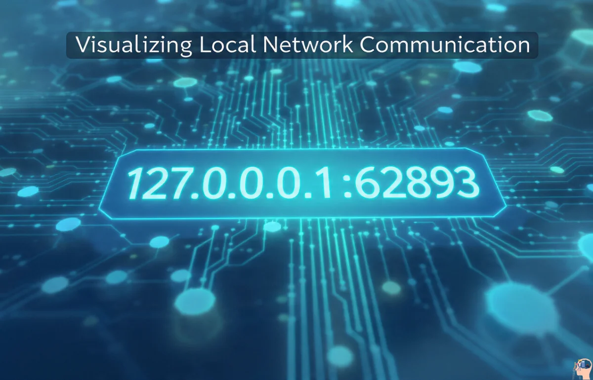 127.0.0.1:62893 visualizing local network communication with digital grid background.