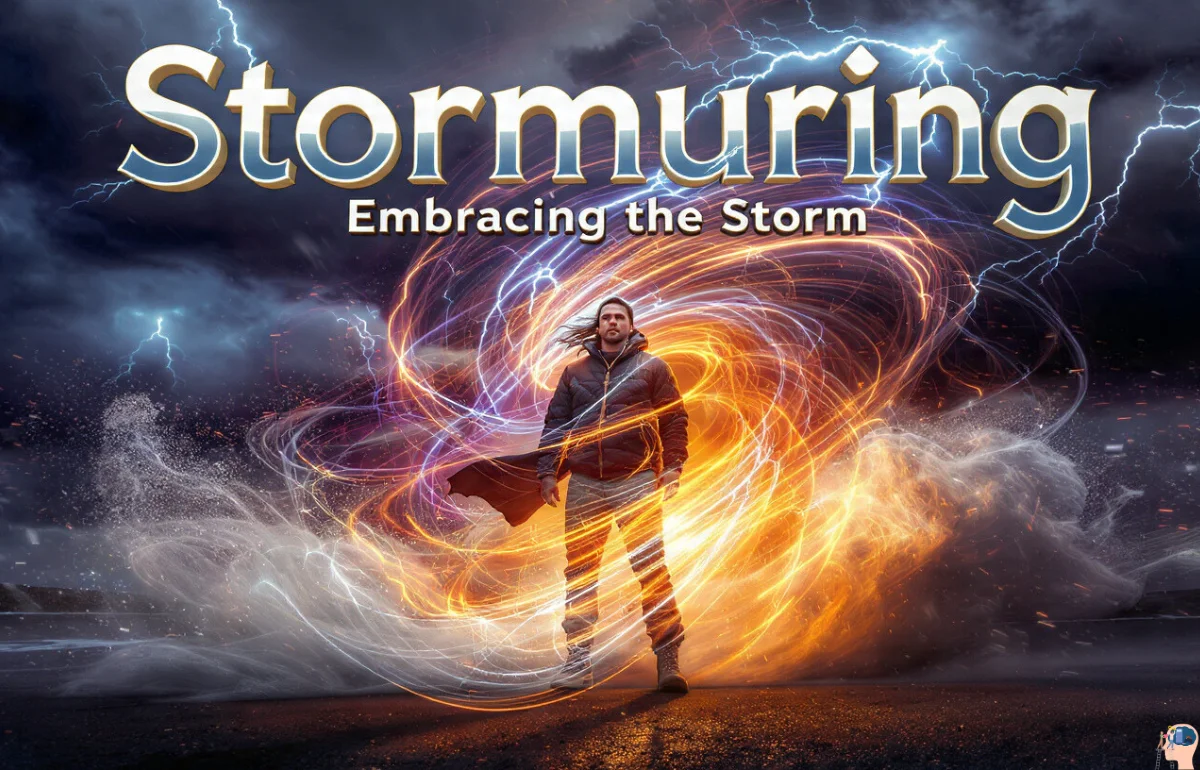 A person standing confidently in a glowing storm of light and energy, symbolizing adaptability and creativity — concept of Stormuring.