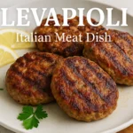 Levapioli served on a plate with grilled patties, lemon slices, and fresh herbs