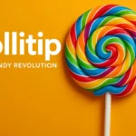 Lollitip rainbow lollipop on a bright background showcasing vibrant candy colors