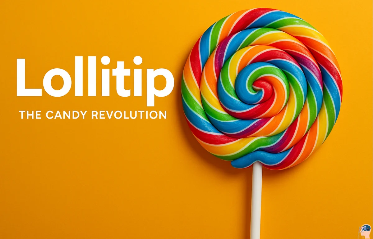 Lollitip rainbow lollipop on a bright background showcasing vibrant candy colors