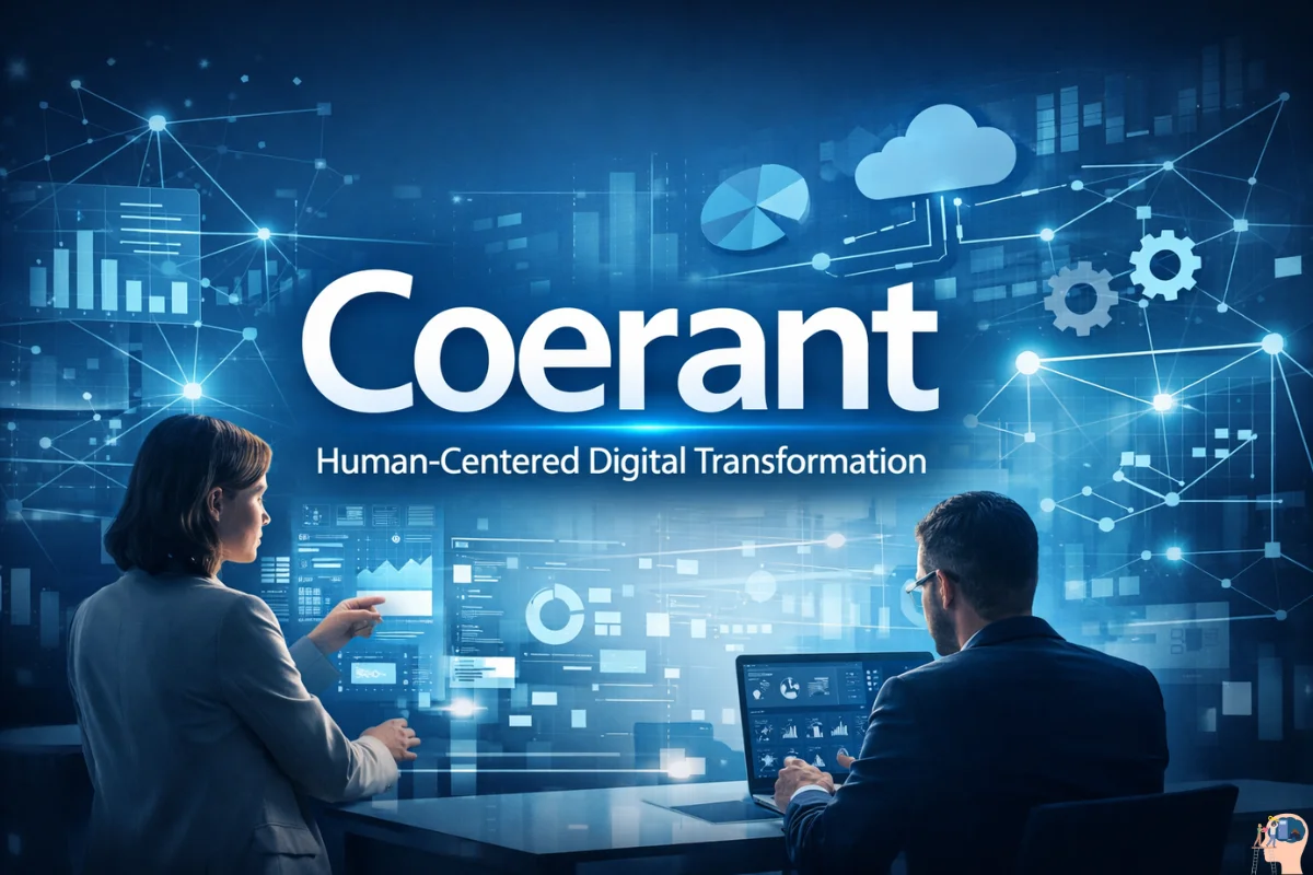 Coerant human-centered digital transformation with integrated cloud, AI analytics, and business technology ecosystem.